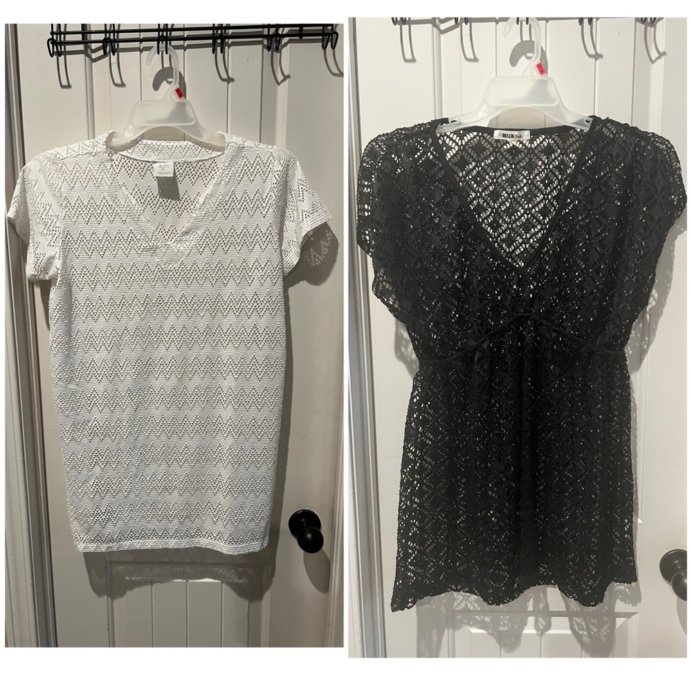 Bundle of 2 white and black swim Coverups sz large women’s